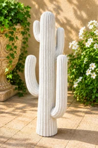 Statue cactus 120 blanc n° 1054