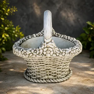 panier orné de fleurs grand blanc n° 1176