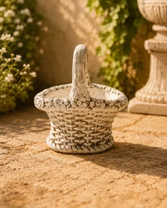 panier orné de fleurs petit blanc n° 1177