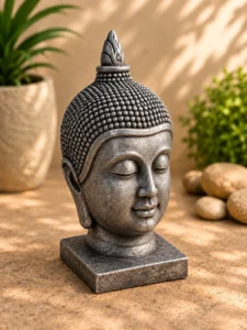Statue tête de bouddha noir argent n° 541