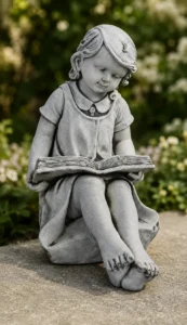 fillette assise en train de lire blanc n° 556