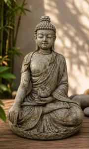 Statue bouddha avec fleur noir n° 574
