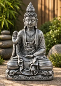 Statue bouddha courage noir argent n° 631