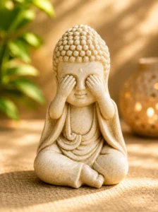 bouddha aveugle assis en tailleur vieilli n° 636