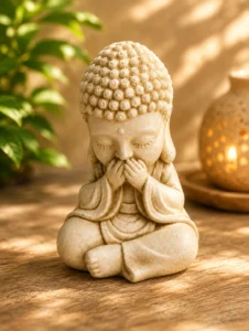 bouddha muet assis en tailleur vieilli n° 638