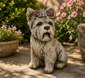 Statue chien avec ruban noir n° 722