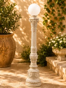lampadaire avec tete de lampe ronde blanc n° 930
